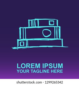 Vector Logo of Book on Gradient Color Background Violet and Pink. Illustration for Print.