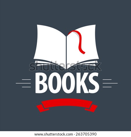 vector logo book with a red ribbon and bookmark 