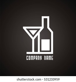 Vector logo bottle and wineglass. Modern Icon and sign design. Vector Illustration.