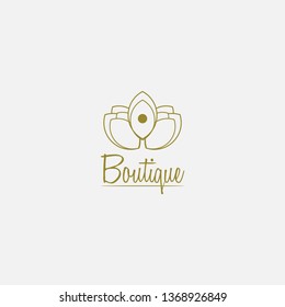 vector logo, boutique. with flower shapes that overlap and circle small, attractive, modern, minimalist, simple
