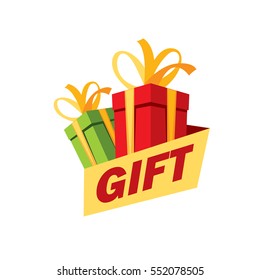 vector logo box with gifts