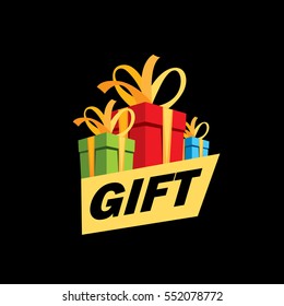 vector logo box with gifts