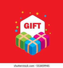 vector logo box with gifts