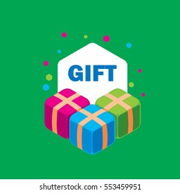 vector logo box with gifts