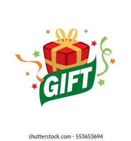 vector logo box with gifts