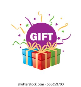 vector logo box with gifts
