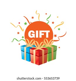 vector logo box with gifts