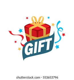 vector logo box with gifts