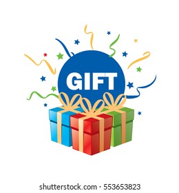 vector logo box with gifts