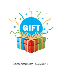 vector logo box with gifts