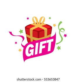 vector logo box with gifts