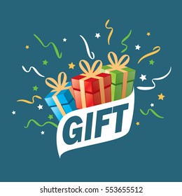 vector logo box with gifts