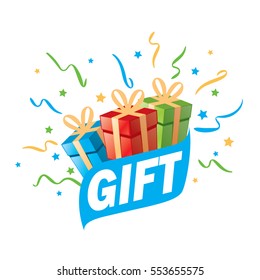 vector logo box with gifts