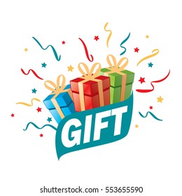 vector logo box with gifts