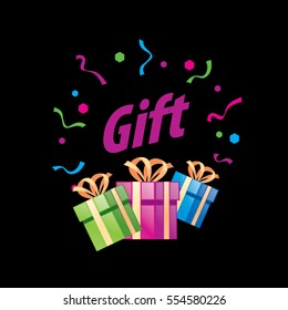 vector logo box with gifts