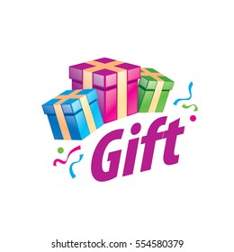 vector logo box with gifts