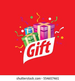 vector logo box with gifts