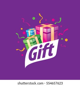 vector logo box with gifts