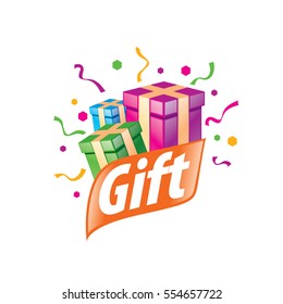 vector logo box with gifts