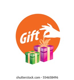 vector logo box with gifts