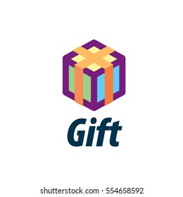 vector logo box with gifts