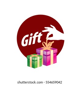 vector logo box with gifts