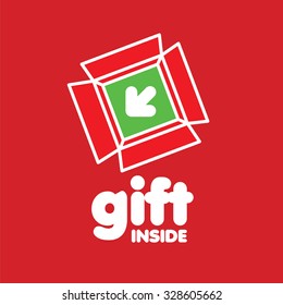 vector logo box for gifts on a red background