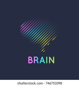 Vector logo brain in bright trendy style. Element for design