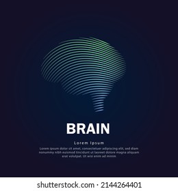 Vector logo brain color silhouette on a dark background- EPS 10