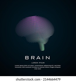 Vector logo brain color silhouette on a dark background- EPS 10
