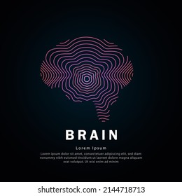 Vector logo brain color silhouette on a dark background- EPS 10