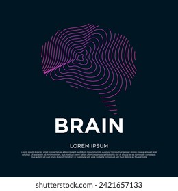 Vector logo brain color silhouette on a dark background-EPS10