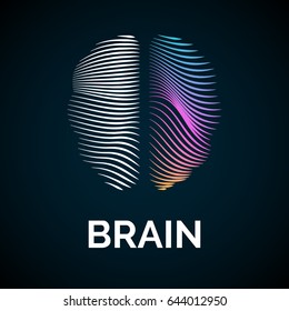 Vector logo brain color silhouette on a dark background.