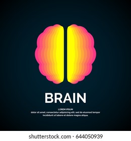 Vector logo brain color silhouette on a dark background.