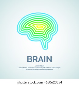 Vector logo brain color silhouette on a dark background.