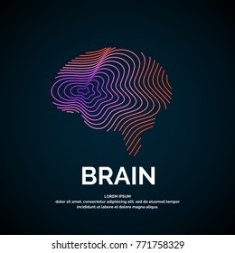 Vector logo brain color silhouette on a dark background.