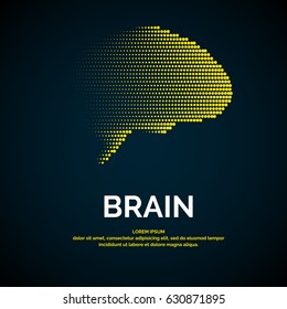Vector logo brain silhouette on a dark background.