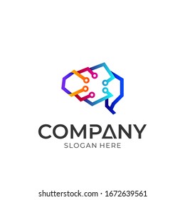 Vector logo of brain technology. Modern style. Logo template ready for use.
