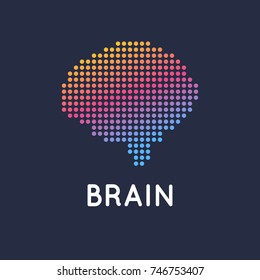 Vector logo brain in trendy style. Bright element for design