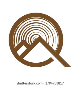 Logotipo de vectores casa en madera marrón