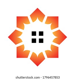 Vector logo brand home in sun