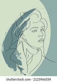 Logo vectorial y plantillas de diseño de marca en un estilo minimalista, para un centro de belleza, peluquería y salón de cosmética - retrato femenino, hermosa cara femenina, delicado fondo