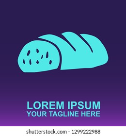 Vector Logo Bread Baking on Gradient Color Background Violet and Pink. Illustration for Print.