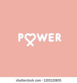 Vector logo of Breast Cancer Awareness. October is Cancer Awareness month. Poster design. Women power. 