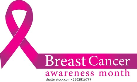 Vector logo for Breast Cancer Awareness Month with ribbon