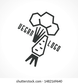 vector logo with broccoli and carrot. Modern Icon for company brand. Vector Illustration.