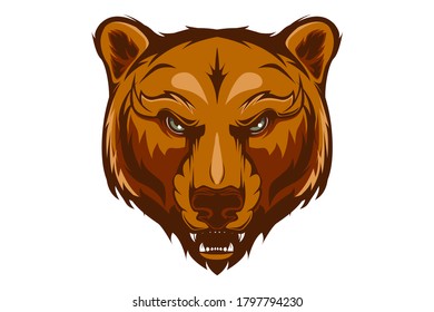 VECTOR LOGO, BROWN BEAR GROWLING 