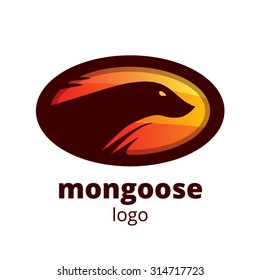 Vector Logo Brown Mongoose On Orange Background