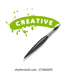 vector logo brush and green paint