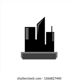 vector logo of building with land for property and real estate business